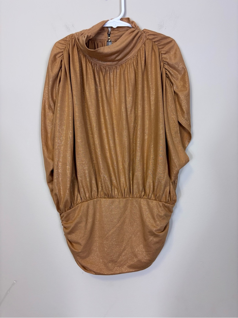 Anthropologie Metallic Camel Gold Mock Neck Tank Top Blouse XS